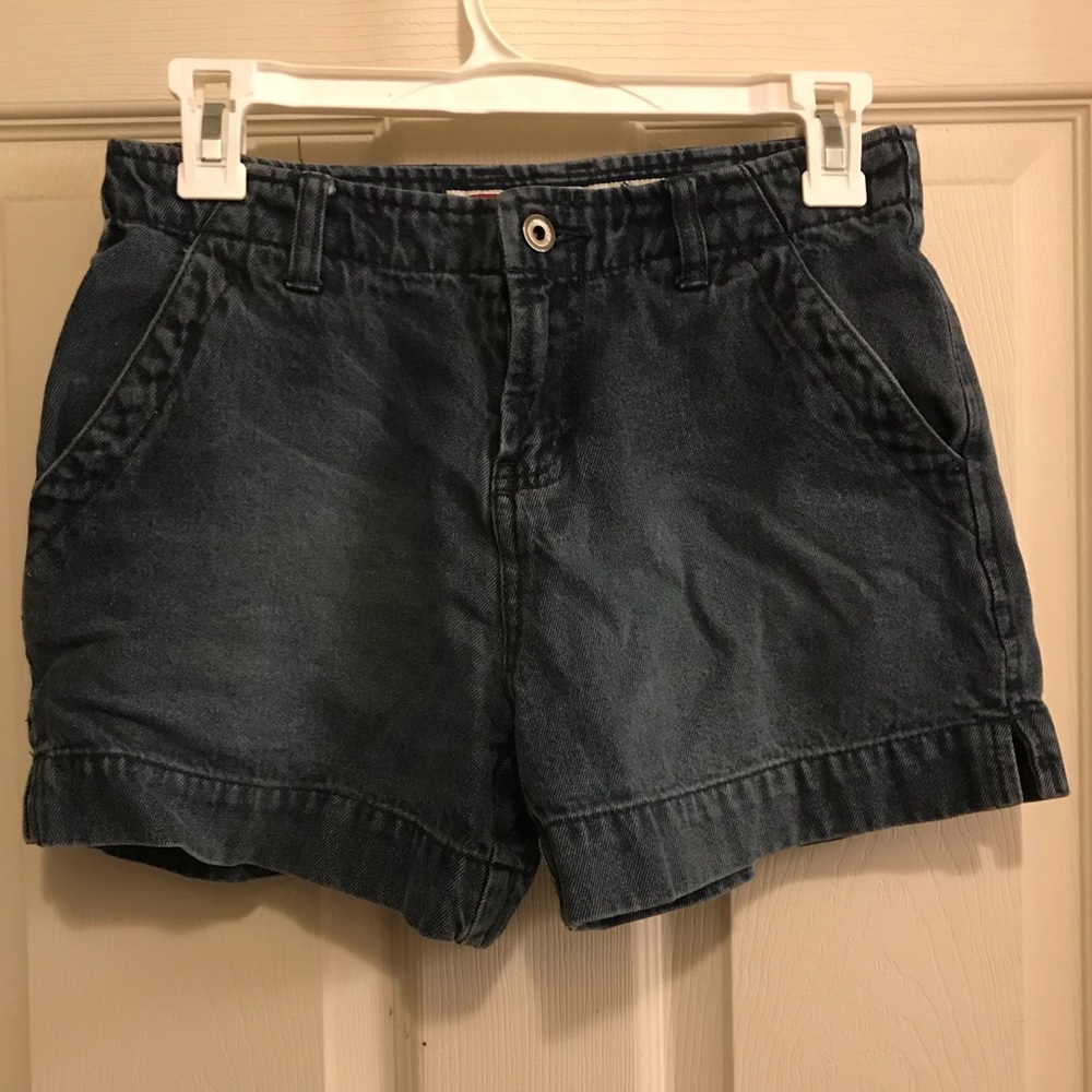 Vintage faded denim shorts.